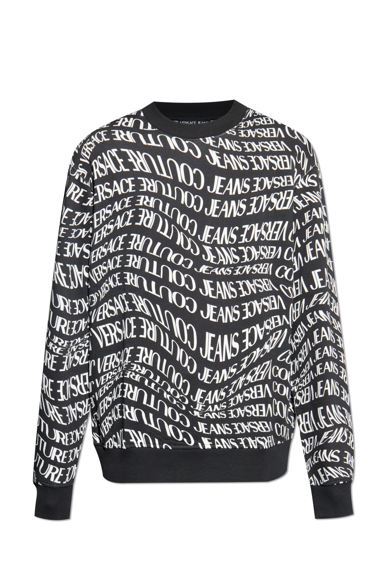 スウェット・トレーナー VERSACE JEANS SWEATSHIRT VERSACE JEANS COUTURE Black Signature Label Print Sweatshirt